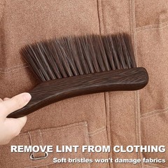 Hand Broom Soft Bristles Duster with Solid Wood Handle Quick Dusting Brush