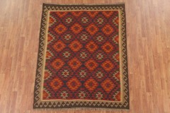Reversible Kilim Oriental Area Rug 5×6 Hand-woven Geometric Carpet for Any Room
