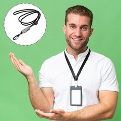 1 Pcs Neck Lanyards Adjustable Lanyards with Metal Clip(Black Grey, 17.7″)