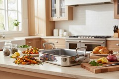 Mauviel Stainless Steel Roasting Pan With Rack, 15.7 x 11.8-In