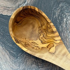14″ Olive Wood Ladle Handmade in Tunisia, Gorgeous Unique Wood Characteristics
