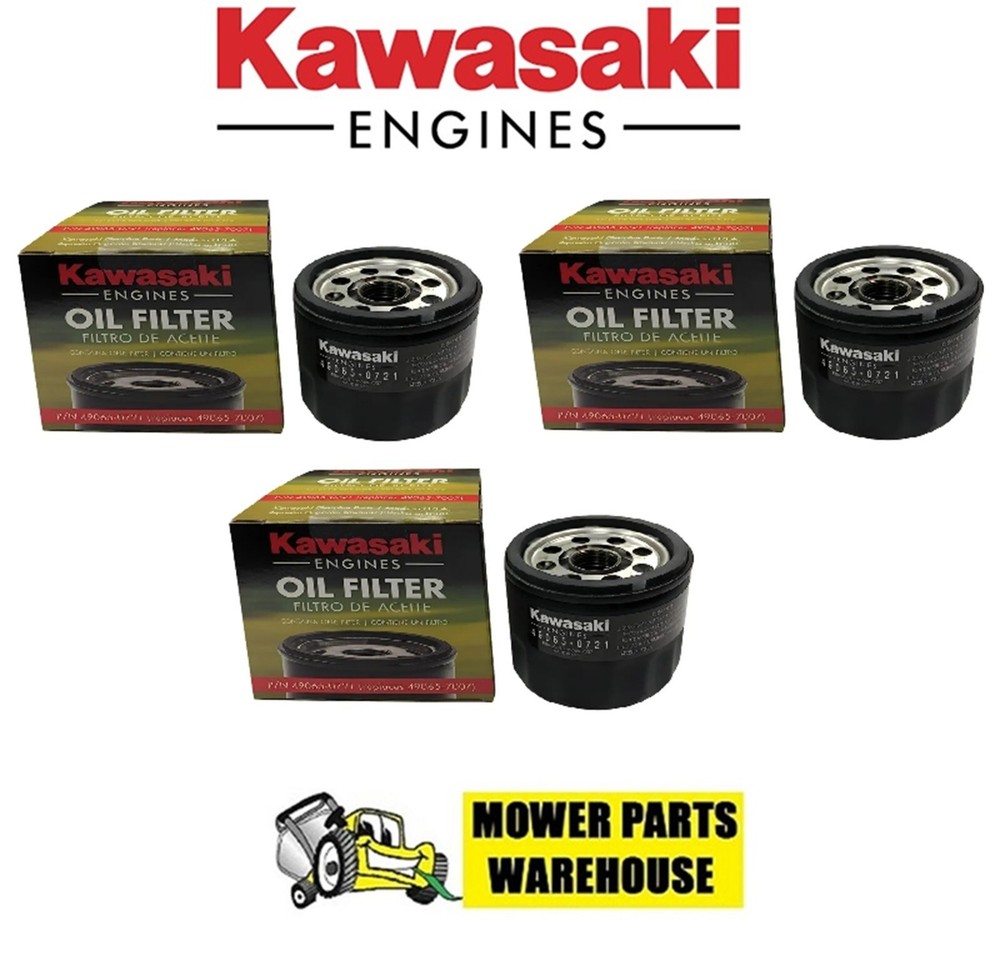 3 GENUINE OEM KAWASAKI ENGINE OIL FILTERS 49065-0721 REPL 49065-7007 FR FS FX
