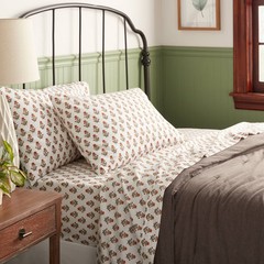 Twin/Twin XL 250 Thread Count Organic Percale Sheet Set Mum Flower –