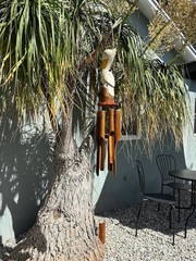 Handmade Carved Bird Pelican Wooden Bamboo Wind Chime Home Garden Outdoor Decor