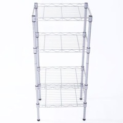 New Practical Modern Rectangle Carbon Steel Metal 4-Shelf Storage Rack Silver