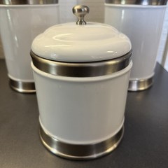 Williams Sonoma White Stoneware Canisters Set of Three: 2 Tall 1 Short NICE