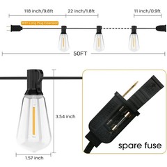 50FT – 500FT LED Outdoor String Lights Dimmable Waterproof ST38 LED Patio Lights