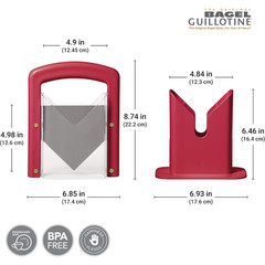 Bagel Guillotine Universal Slicer with Built-in Finger Safety Shield, 9.25″, Red