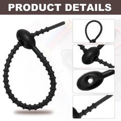 20pcs Silicone Cable Ties 6″ Rubber Reusable Twist Zip Ties Black