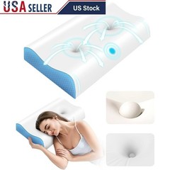 Cooling Memory Foam Pillow W/ Neck Support & Ear Pressure Relief Side Sleepers