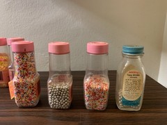 Lot of Vintage 1970s Cake Mate Schilling Fancy Decors Bottles Silver Snowflake