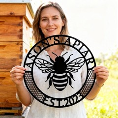 Custom Bee Apiary Metal Sign – Custom Name and Date Decor
