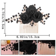 2 PCS Flower Hair Comb Black Bridal Wedding 3.74in/9.5cm*6.02in/15.3cm,