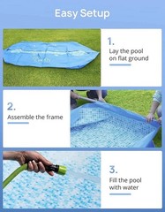 Evajoy 85in x 23in x 59in Metal Frame Rectangular Swimming Pool Set