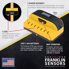 Franklin Sensors X700 Stud Finder 1.5-In Scan Depth Metal & Wood Wall Scanner
