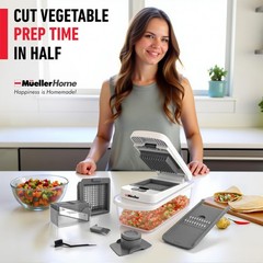 Mueller 10~in~1 Vegetable Chopper & Mandoline Slicer, 8~Blade, with Container