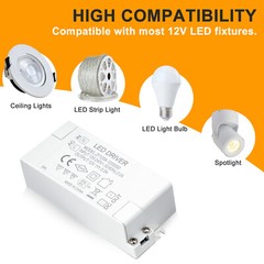 AC 110V to DC 12V 24W/60W Transformer Power Supply LED Driver Adapter Universal