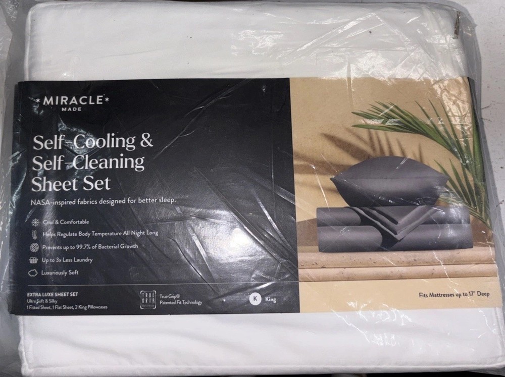 Miracle Made Sheet Set KING Luxe Self-Cooling Self-Cleaning -white- NWT