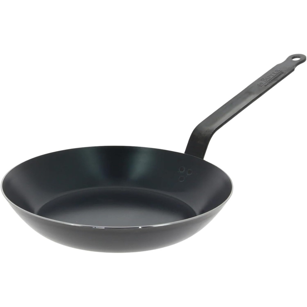 De Buyer Blue Carbon Steel Fry Pan 2mm Thick 9.5” Diameter, 6.9” Cooking Surface