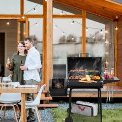 Royal Gourmet 30-Inch Charcoal Grill & Offset Smoker with Fixed Side Table