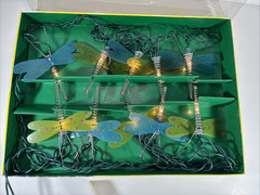 Dragonfly Lights, White Lights w/ Blue & Yellow Dragonflies, Indoor/Outdoor NOB