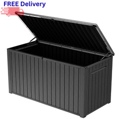 Keter 170 Gal Resin Deck Box Outdoor Storage Bench Patio Cushion Organizer New