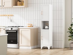 Kitchen Pantry Cabinet With 2 Doors and Adjustable Shelves metal Storage Cabinet