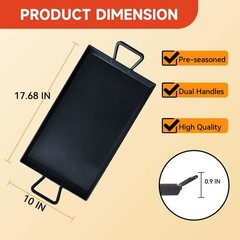 Pre-seasoned cast iron griddle pan with 2 Handles – Flat top Plate for stove …