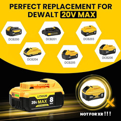 Pack 12.0AH For DeWalt 20V 20 Volt Max XR Lithium Ion Battery DCB206-2 DCB205-2