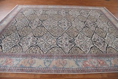 Hand-Knotted Turkish Wool Rug 9×12 Geometric Traditional Style for Any Room