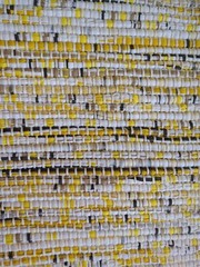 2X Hand Woven YELLOW & WHITE Traditional Rag Rug. Woven On Antique Floor Loom.