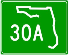 Florida Highway 30A near Seaside, Destin & Panama City Beach metal highway sign