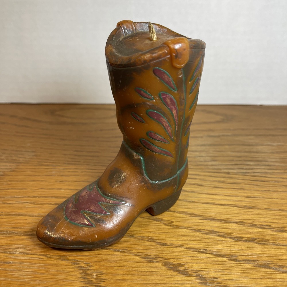 Novalty Hand Made Western Boot Candle Hand Made 4.4in Tall
