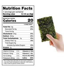 Organic Seasoned Roasted Seaweed Snacks 12 PK Sea Salt. Kim Nori