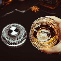 4Pcs Set Spinning Whiskey Glasses 9.5Oz Lead-Free Rotatable