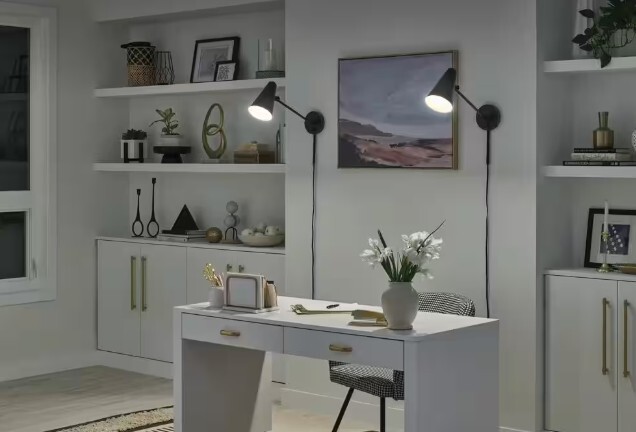 KICHLER Sylvia 19.75 in. 1-Light Black Office Indoor Wall Sconce Light