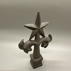 Cast Iron Silver Tone Texas Star Ornamental Fence Topper Finial Western Rustic