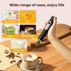 3in 1 Handheld Electric Whisk Mixer,Rechargeable 3 Speed Milk Frother Egg Beater