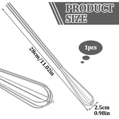 Small Whisk, 9.8in Stainless Steel Whisk Tiny Skinny Whisk for Cooking