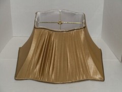 BEAUTIFUL SHANTUNG GOLD PLEATED SILK FABRIC RECTANGULAR LAMP SHADE SOME FLAWS