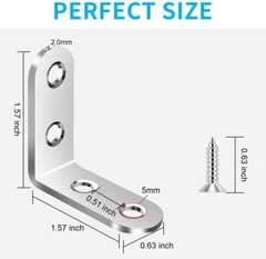 Stainless Steel L-Shaped Bracket Corner Brace 1.5in 90 Degree Angle Corner Lot
