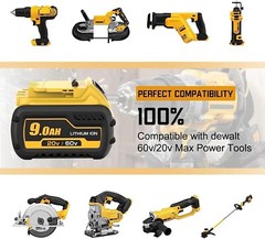 2Pack 9.0Ah for DeWalt FLEXVOLT 20V/60V MAX Battery Lithium-ion DCB609 &Charger