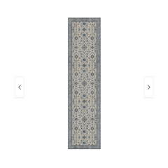 Low Pile Runner Rug, 2x10ft, Abstract, Machine Washable- Vintage Floral Blue
