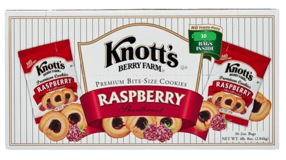 Knott’s Berry Farm Premium Shortbread Cookies, Raspberry, 2 oz, 10-count
