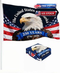 3 Ply 250 Years America Flag – Double Sided Patriotic Eagle 3 X 5 Ft Anniversary