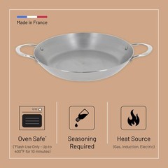 MINERAL B Carbon Steel Paella Pan – 12.5” Diameter, 9.25” Cooking Surface – M…