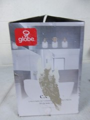 Globe Cannes 24.25 in. 3-Light Matte Brass Vanity Light with Shades & Bath Set