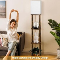 Open Top LED Floor Lamp W/ 3 Color Temperatures & Storage Shelves 63 Inch New