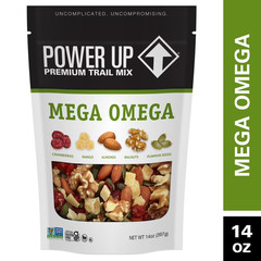 Power Up Mega Omega Trail Mix from Gourmet Nut, Resealable Bag, 14 oz, (3 Pack)