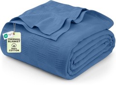 Utopia Bedding Ivory 100% Cotton Blanket [Queen Size – 90×90 Inch] 350GSM…